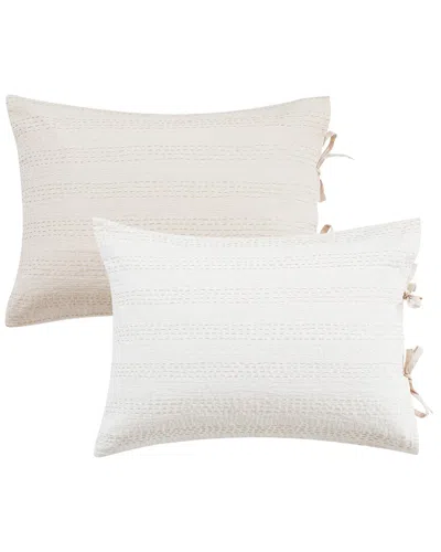 Melange Mélange Home Hand-stitched Reversible Kantha Sham Set In White