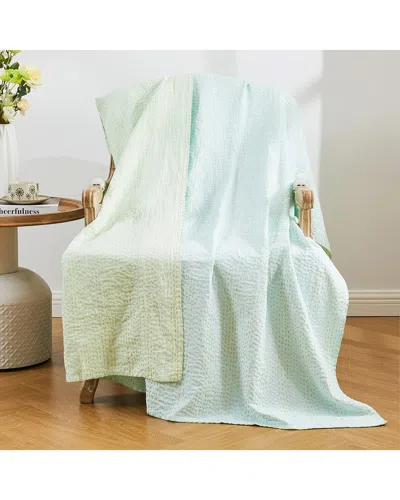 Melange Mélange Home Hand-stitched Reversible Kantha Throw In Green
