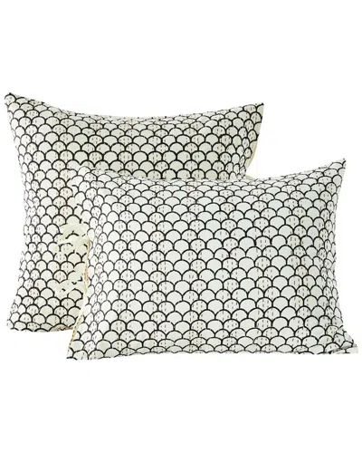 MELANGE MÉLANGE HOME HAND-STITCHED SCALLOP KANTHA SHAM SET