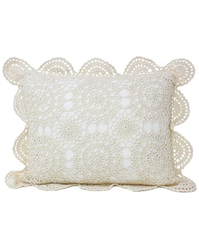 MELANGE MÉLANGE HOME HANDSTITCHED COTTON CROCHET DECORATIVE PILLOW