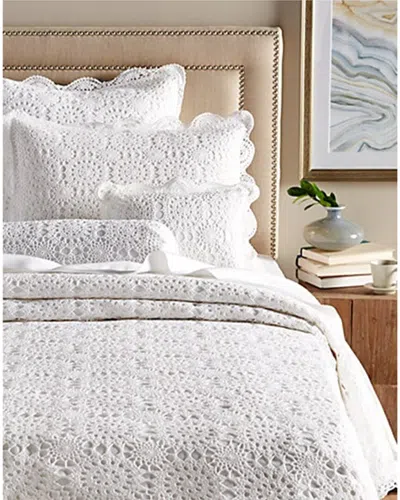Melange Mélange Home Handstitched Cotton Crochet Sham Cover In White
