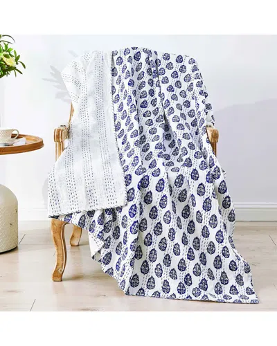 Melange Mélange Home Hand-stitched Floral Paisley Kantha Throw In Multi
