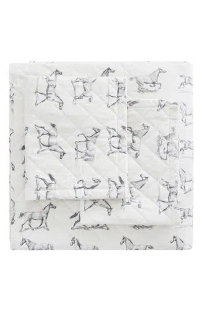 Melange Home Horse Flannel Quilt & Sham Set In White