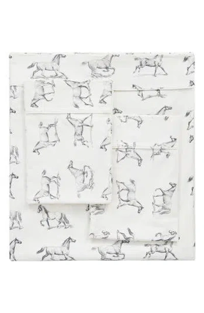 Melange Home Horse Flannel Sheet Set In Gray