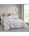 Melange Home Hydrangea Embroidery 3pc Duvet Set In Orange