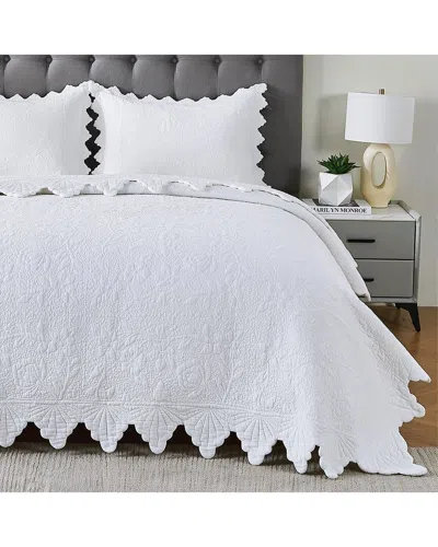 Melange Mélange Home Josephine Embroidery Quilt Set In White