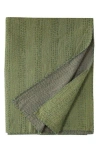 Melange Home Kantha Reversible Cotton Coverlet In Green