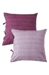 Melange Home Kantha Set Of 2 Reversible Cotton Shams In Burgundy
