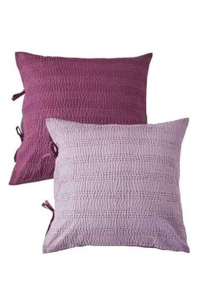 Melange Home Kantha Set Of 2 Reversible Cotton Shams In Burgundy