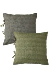 Melange Home Kantha Set Of 2 Reversible Cotton Shams In Forest And Olive