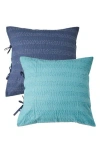 Melange Home Kantha Set Of 2 Reversible Cotton Shams In Blue
