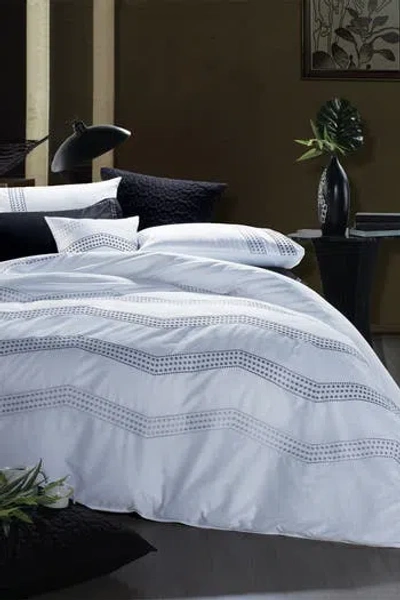Melange Home King Vail Embroidered Duvet 3-piece Set In Gray