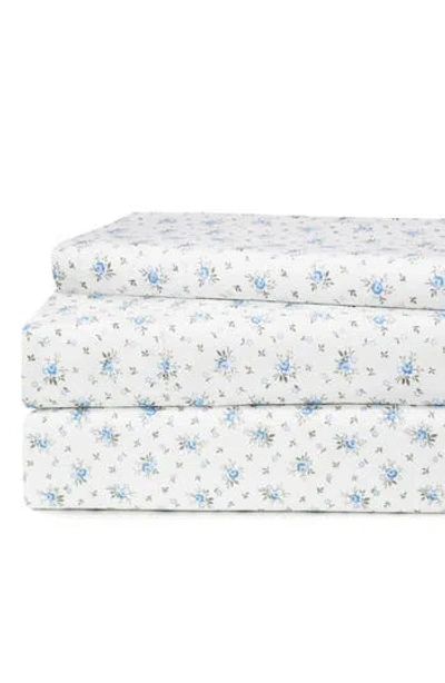 Melange Home La Fleur 200 Thread Count Cotton Sheet Set In Blue