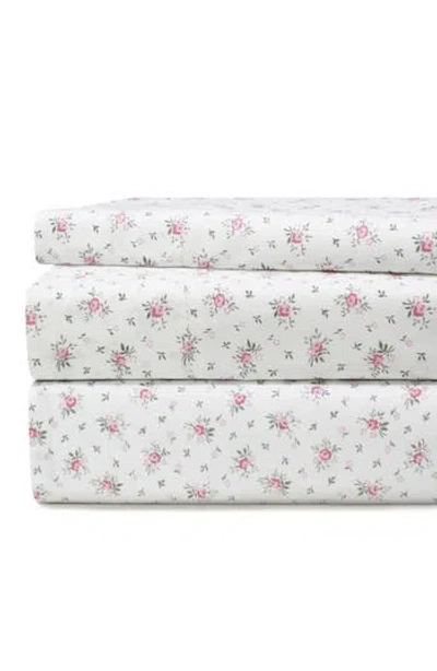 Melange Home La Fleur 200 Thread Count Cotton Sheet Set In Pink
