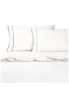 Melange Mélange Home Linen Cotton Parallel Border Sheet Set In White