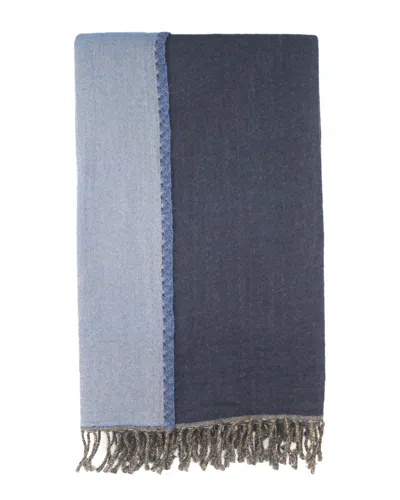 Melange Home Merino Wool Reversible Throw In Blue