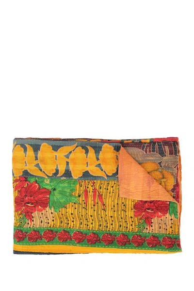 Melange Overdyed Kantha Throw In Golden