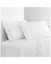 Melange Home Percale 300tc Double Ruffle Sheet Set In White