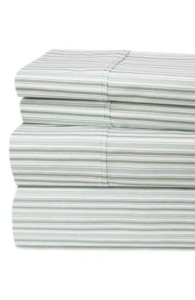 Melange Home Percale Stripe 200 Thread Count Sheet Set In Green