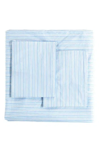 Melange Home Percale Stripe Duvet Cover & Sham Set In Blue