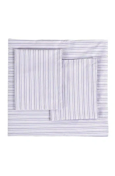 Melange Home Percale Stripe Duvet Cover & Sham Set In Purple