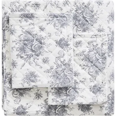 Melange Home Petit Toile Flannel Quilt Set In Gray