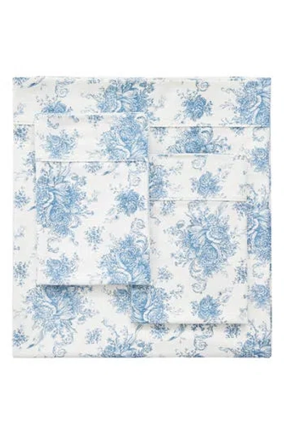 Melange Home Petit Toile Flannel Sheet Set In Blue