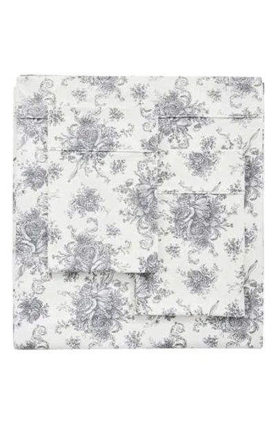 Melange Home Petit Toile Flannel Sheet Set In Gray