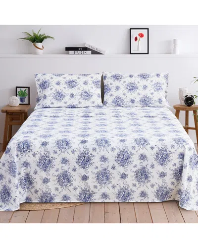 Melange Mélange Home Petit Toile Percale Cotton Sheet Set In Blue
