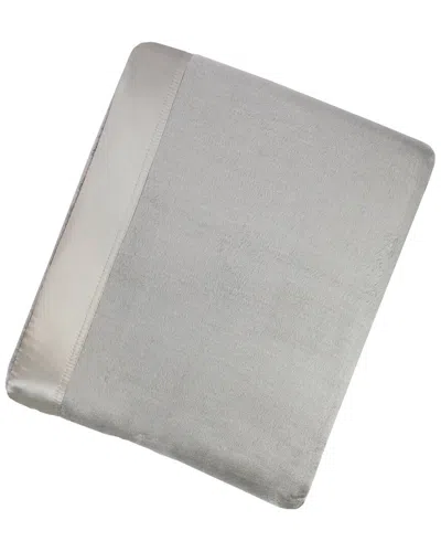 Melange Home Plaza Silk-blend Throw With Silk Charmeuse Border In Gray