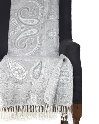 Melange Home Ravenna Paisley Cotton & Wool Jacquard Throw In Gray