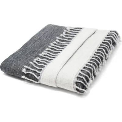 Melange Home Reversible Merino Wool Throw Blanket In Grey/ivory