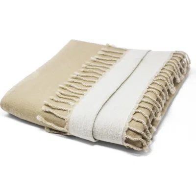 Melange Home Reversible Merino Wool Throw Blanket In Natural/ Linen