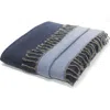 Melange Home Reversible Merino Wool Throw Blanket In Navy/cyan Blue