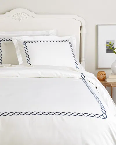 Melange Home Rope Embroidered 600 Thread Count Cotton Duvet Set In White