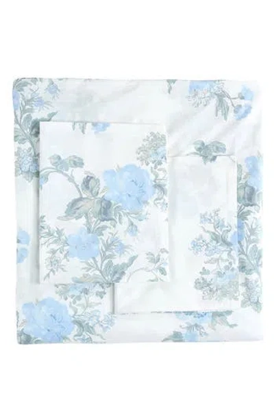Melange Home Rose Percale Cotton Duvet Cover & Sham Set In Blue