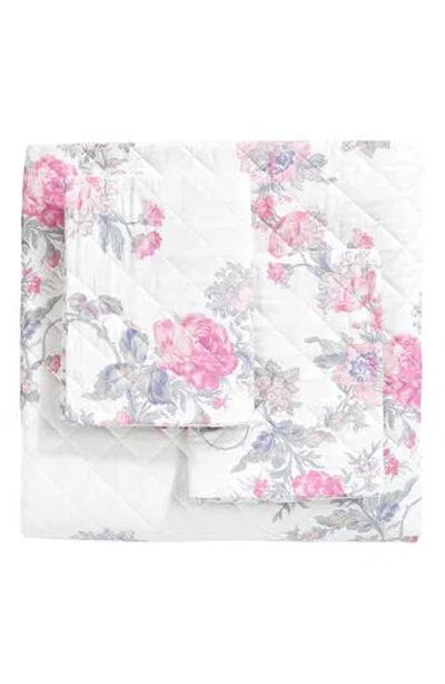 Melange Home Rose Percale Cotton Quilt & Shams Set In Multi
