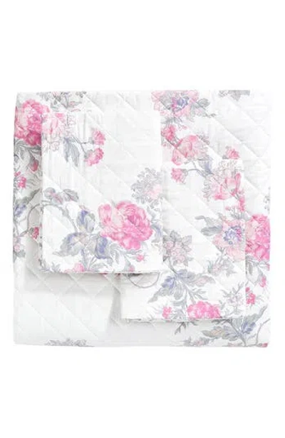 Melange Home Rose Percale Cotton Quilt & Shams Set In Pink/pink