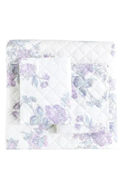 Melange Home Rose Percale Cotton Quilt & Shams Set In Violet