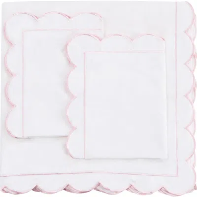 Melange Home Scallop Embroidered Cotton Duvet Set In White