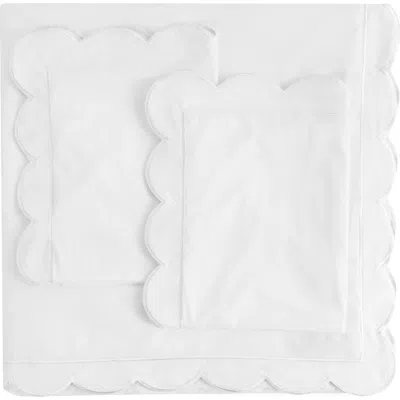 Melange Home Scallop Embroidered Cotton Duvet Set In White