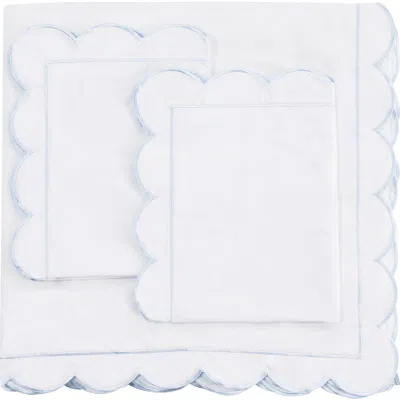 Melange Home Scallop Embroidered Cotton Duvet Set In White