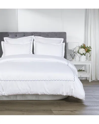 Melange Home Scallop Embroidery 3pc Duvet Set In White