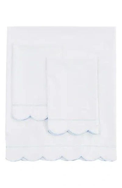 Melange Home Scallop Frame 300 Thread Count Sheet Set In Blue