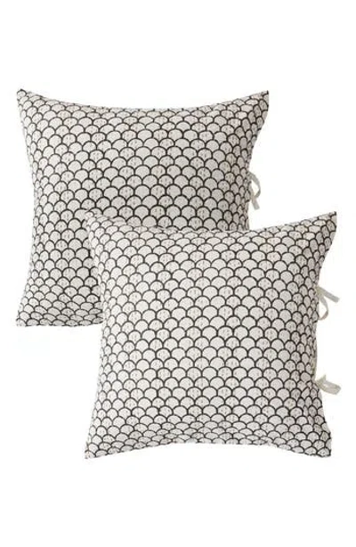 Melange Home Scallop Kantha Set Of 2 Cotton Shams In Blue