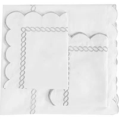 Melange Home Scallop Rope Duvet & Sham Set In White/grey