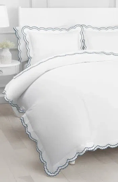 Melange Home Scalloped Embroidered Cotton Duvet Set In Multi