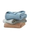 Melange Self Hem Merino Wool Blanket Collection In Ivory,oatmeal