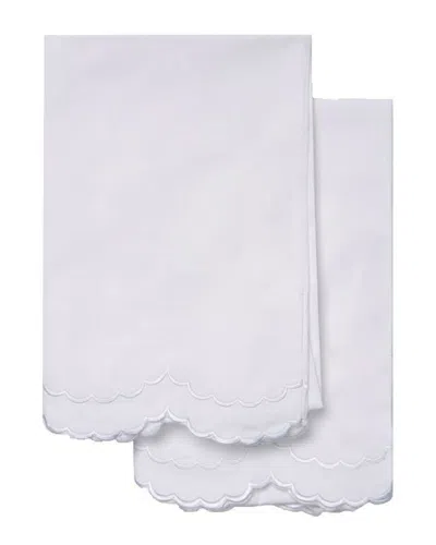 Melange Set Of 2 Double Scalloped Pillowcases In White