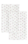 Melange Home Set Of 2 La Fleur Print Percale Cotton Pillowcase In White/pink